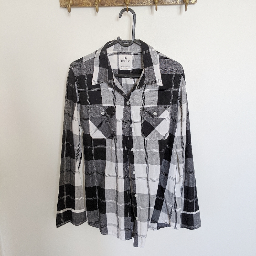 Nollie Black and White Plaid Button-Down Shirt